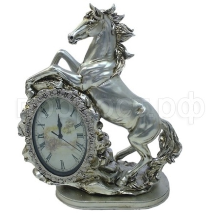 Часы Конь (серебро) L31W15H40см 713083/SH013